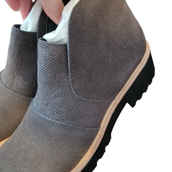 All Black Womens Nu Banded Gray Ankle Boots Shoes 36.5 Medium - Picture 8 of 14